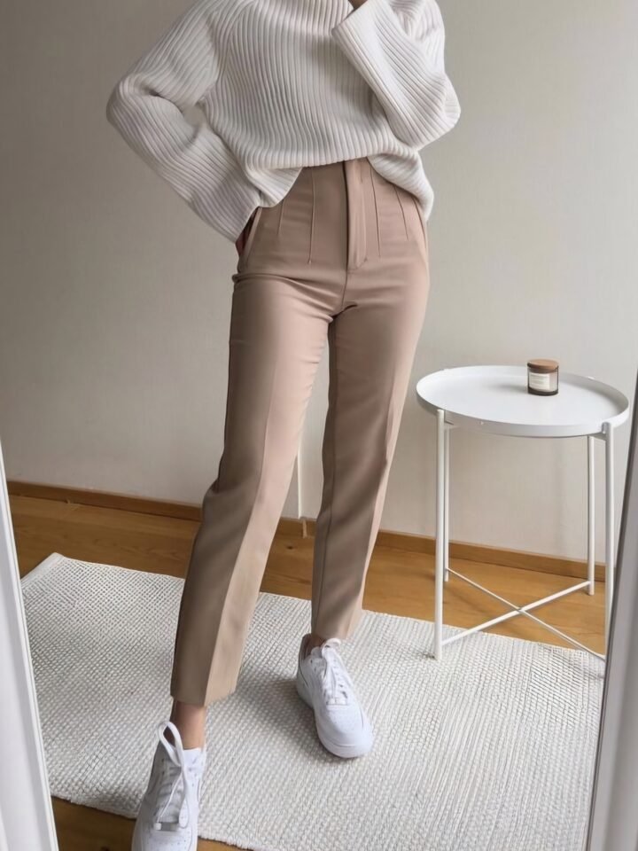 Pantalon de pinzas beige